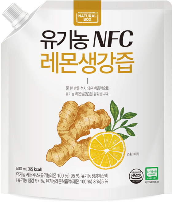 내추럴박스 유기농 NFC 레몬생강 착즙주스, 500ml, 1개