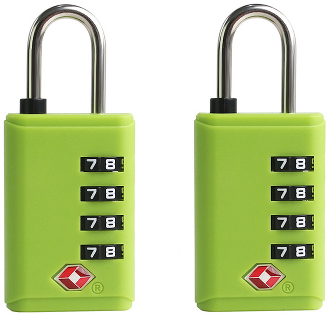 트래블큐브 초경량 TSA 안전자물쇠 4다이얼 그린, 2개
