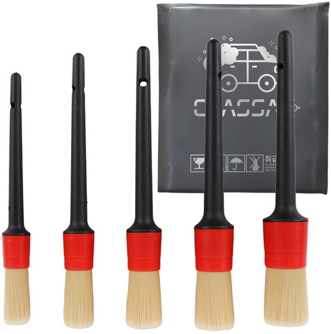 차싹 울트라 소프트 디테일링 세차 브러쉬 고급형 5종 세트, 블랙, 1세트