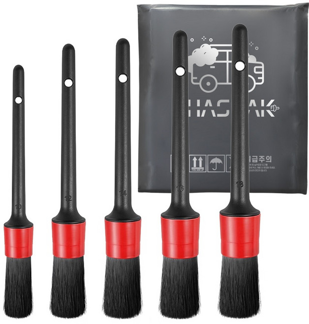 차싹 디테일링 세차 브러쉬 베이직 5종 세트, 블랙, 1세트