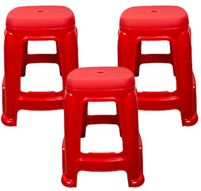 투에이산업 라운드 사각의자 대, 레드, 3개