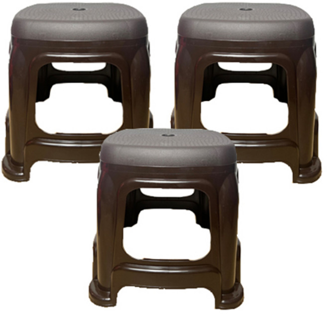 투에이산업 라운드 사각의자 중, 브라운, 3개