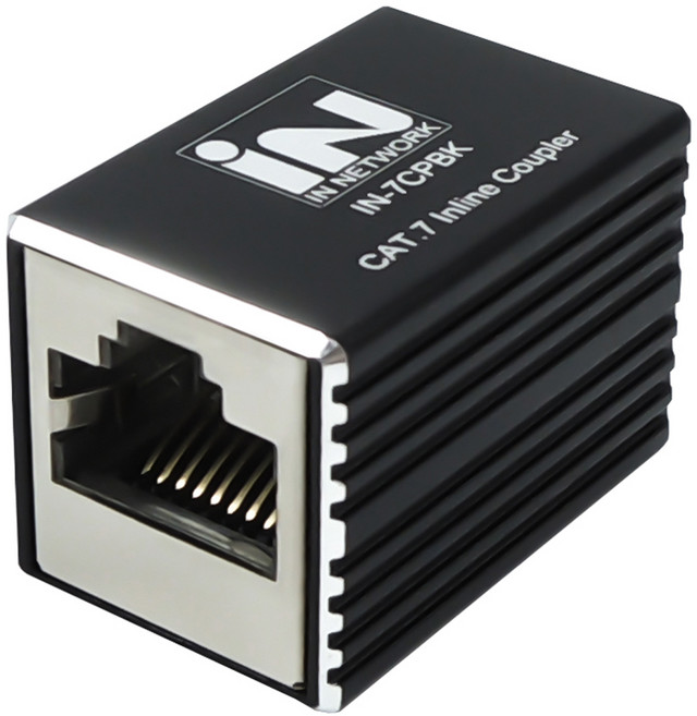 인네트워크 CAT.7 10Gbps FTP 랜 연장 젠더, 블랙(IN-7CPBK), 1개, 30.7mm