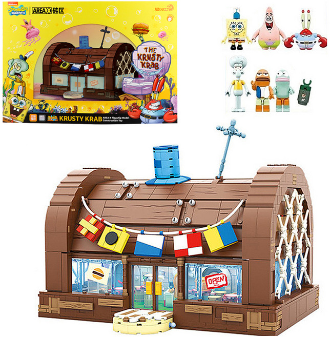 바니랜드 스폰지밥 집게리아 블록완구, 혼합색상, 1개