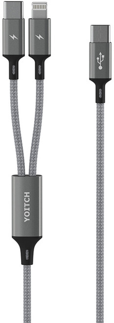 요이치 마운틴 로그C C타입 8핀 & C타입 2in1 초고속 충전 케이블, 1개, 70cm