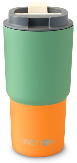 아소부 세라믹코팅 이중진공 스텐 보온보냉 퓨라믹 파스텔 텀블러 픽미업, 1개, 650ml, 파스텔 그린