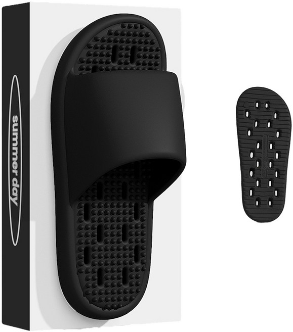 데이소이 지압 물빠짐 미끄럼방지 욕실화, NO 04 블랙, 1개