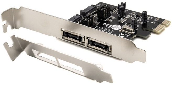 Coms eSATA 2埠轉換卡 PCI Express 轉換器 SATA 7P 2埠 + PCI-E 4x, SW687, 1個