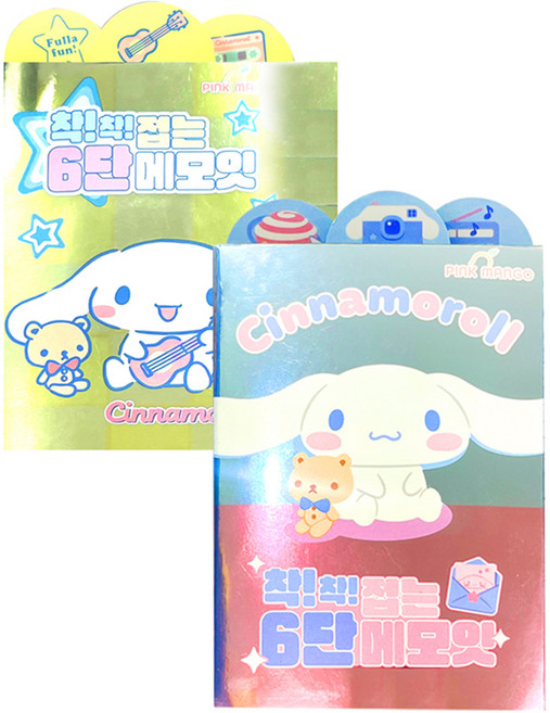 핑크망고 산리오캐릭터즈 시나모롤 착착 접는 6단 메모잇, 랜덤 발송, 2개
