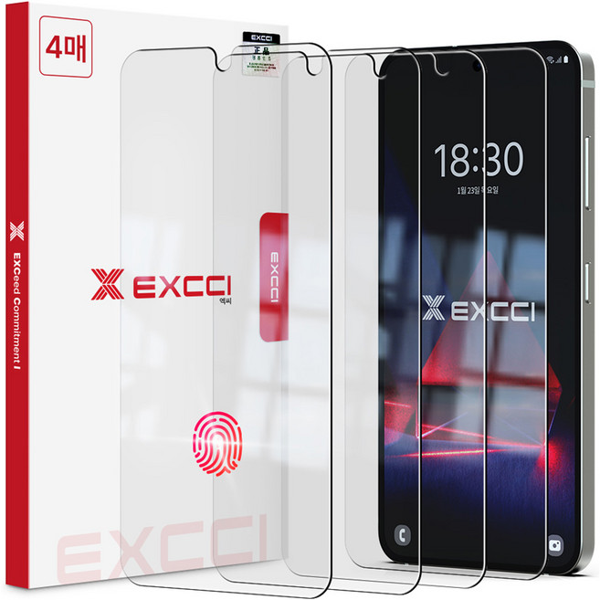 엑씨 글리터 액정보호필름 강화유리 4매, 1개