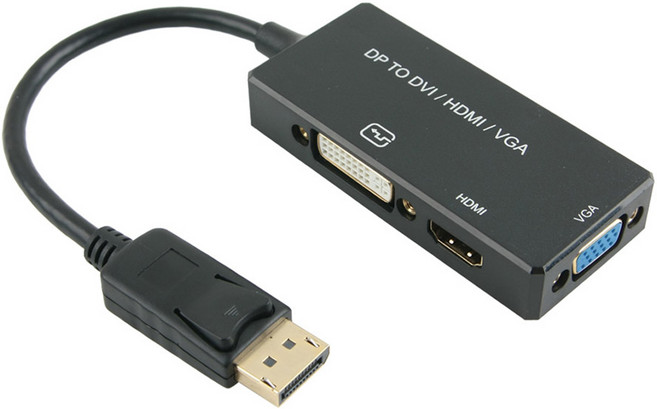 컴스 디스플레이포트 멀티 컨버터 DP M to HDMI F / DVI F / VGA F DisplayPort, DM453, 1개