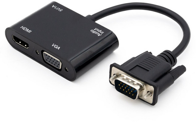 Coms VGA 轉換器 VGA to HDMI/VGA 螢幕複製 鏡像 同時輸出 支援音訊, 1個, 無選擇