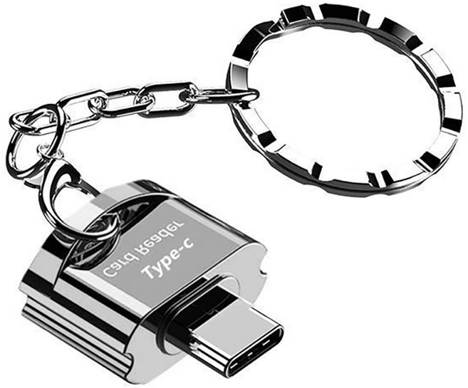 호후 C타입 USB 3.0 미니 젠더 OTG 마이크로 SD 카드 리더기 이거티, 실버, 1개, 30mm