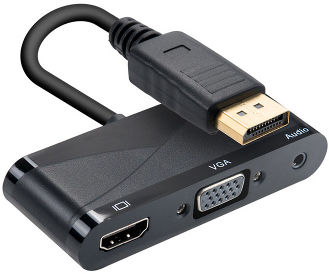 컴스 디스플레이포트 컨버터 DP to HDMI / VGA / AUX 3.5 멀티 4K, 1개