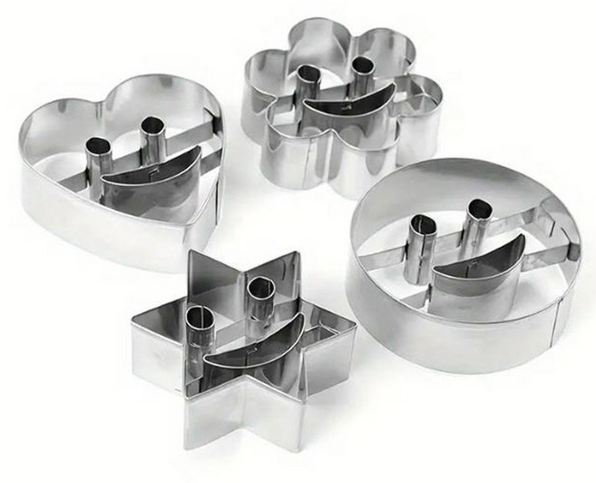 베스톰 스테인레스 스마일 입체 쿠키커터 하트 + 스타 + 원 + 꽃 세트, 1세트