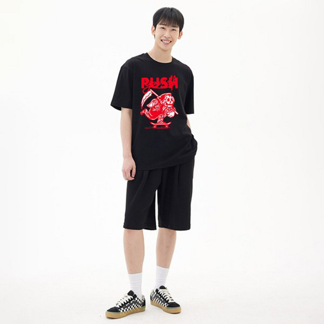 더팀 20수 레드 스컬보드 통기성 반팔 티셔츠 DB678