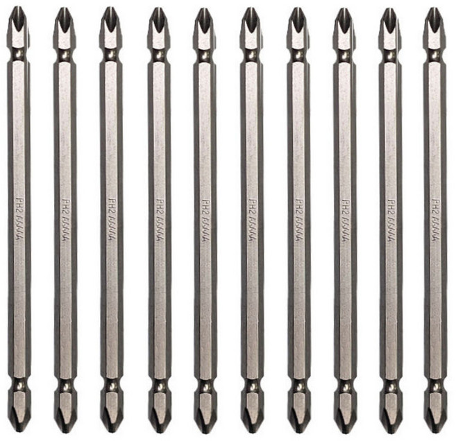 스탠맨 6각생크 자석양용 십자드라이버 비트 150mm PH2, 10개