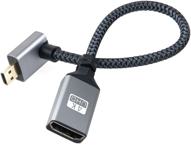 컴스 HDMI F to Micro HDMI M 4K 60Hz UHD 꺾임형 변환 케이블 IH687, 1개