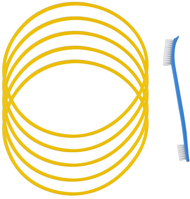 키친유 실리콘 식판뚜껑 고무패킹 5p + 세척솔 세트, 노랑(고무패킹), 1세트