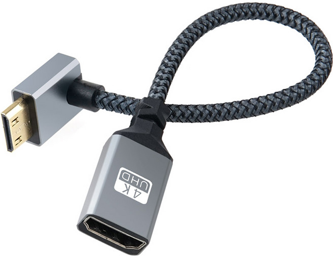 컴스 HDMI F to Mini HDMI M 4K 60Hz UHD 꺾임형 변환 케이블 젠더 IH690, 1개, 20cm