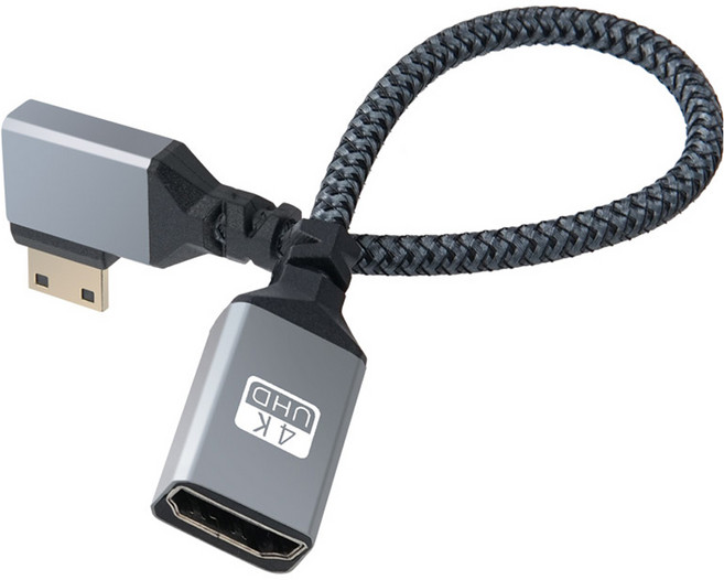 컴스 HDMI F to Mini HDMI M 4K 60Hz UHD 꺾임형 변환 케이블 BD836, 1개