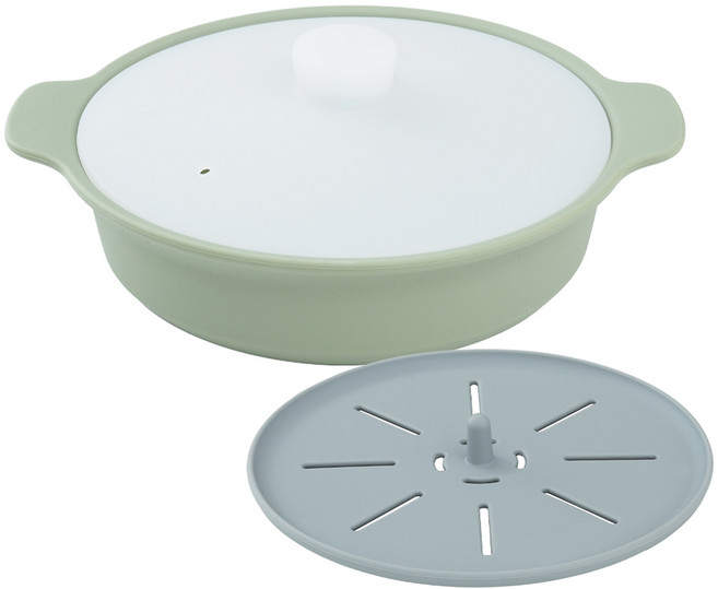 홈하우스 실리콘 멀티 냄비 찜기+받침대 850ml, 올리브, 1개