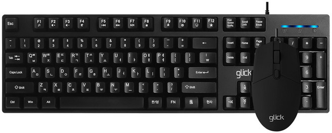 지클릭커 오피스프로 스탠다드 M 키보드 + 무소음 마우스 + 키스킨 세트, 일반형, 블랙, GMK-500