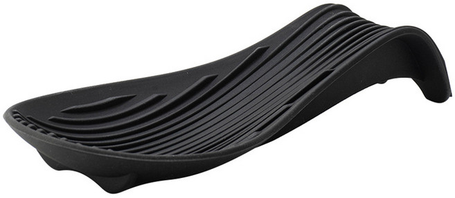 보스툴 굴곡진 실리콘 와이드 스푼 모양 국자 받침, 블랙, 1개