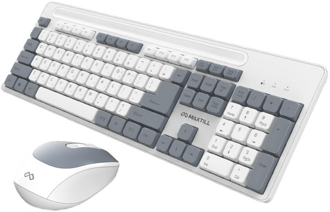 맥스틸 저소음 무선 키보드 마우스 세트, GM-MK900, 화이트 + 그레이, 일반형