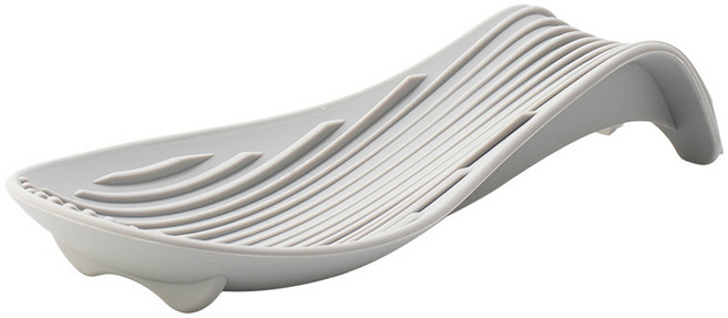 보스툴 굴곡진 실리콘 와이드 스푼 모양 국자 받침, 라이트그레이, 1개