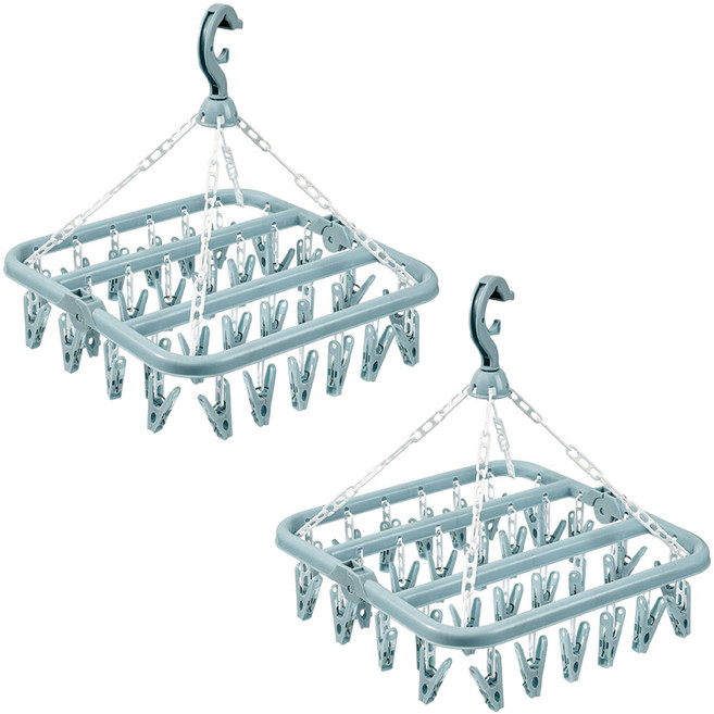 앞날창창 미니 양말 수건 빨래 건조대 집게형 2p, 스카이