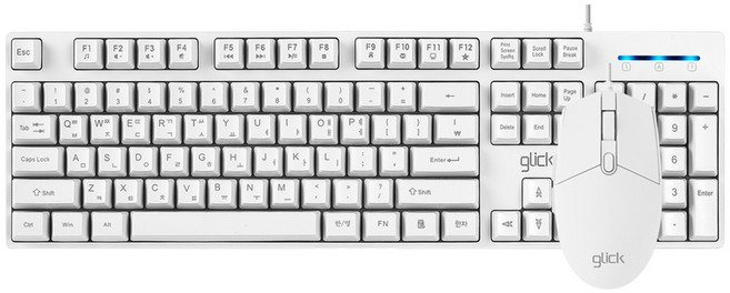 지클릭커 오피스프로 스탠다드 M 키보드 + 무소음 마우스 + 키스킨 세트, 일반형, 화이트, GMK-500