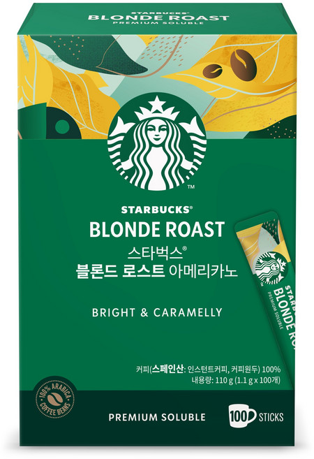스타벅스 블론드 로스트 아메리카노 원두커피스틱, 1.1g, 100개입, 1개
