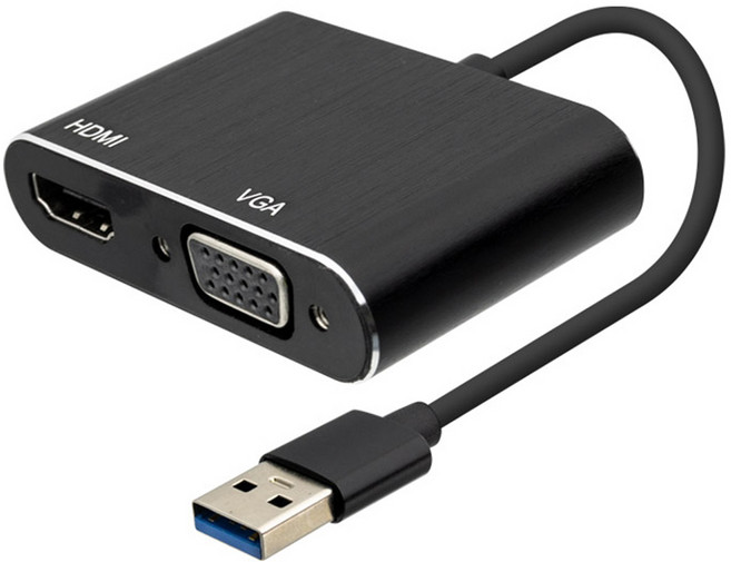 컴스 USB 3.0 to HDMI VGA D SUB RGB 컨버터 Black, FW407B