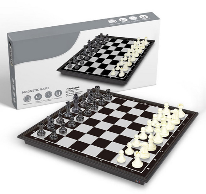 아이끌레 접이식 마그네틱 체스판, 흑백, 1개