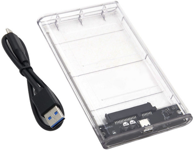 컴스 USB Type C 2.5형 외장하드 케이스 투명 IH593