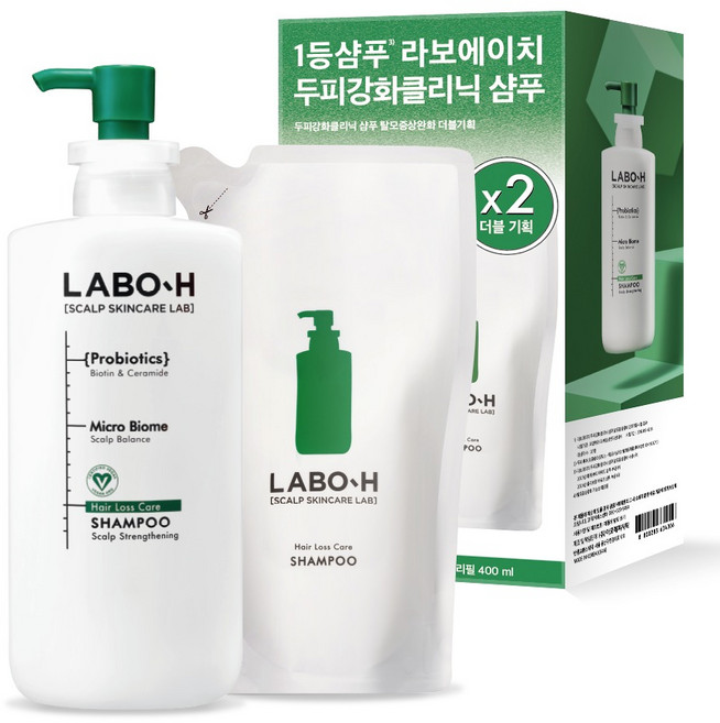 라보에이치 두피강화 클리닉 샴푸 610ml + 리필 400ml 세트, 1세트