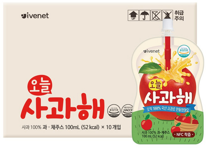 아이배냇 오늘사과해 주스, 100ml, 10개