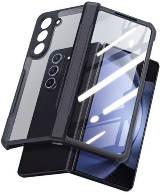 XUNDD 힌지 보호 강화유리 풀커버 포스 엣지 투명 씬매트 슬림 휴대폰 케이스