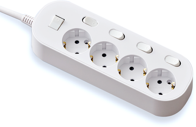 엘리펀탭 자동소화 개별절전 멀티탭 4구, 5m, 화이트, 1개