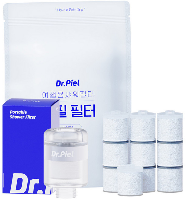 닥터피엘 여행용 샤워필터 + 리필 필터 10p + 전용 파우치, 1세트, 일반