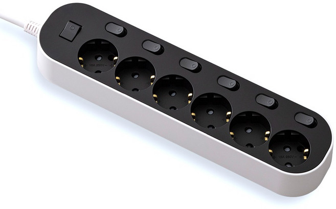 엘리펀탭 자동 소화 개별 절전 멀티탭 6구, 5m, 블랙, 1개