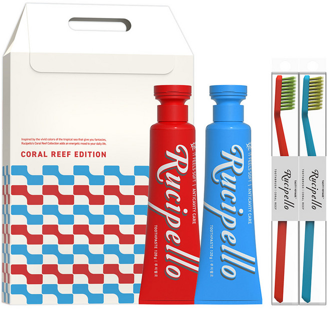 루치펠로 치약 2종 + 코랄리프 칫솔 2종 세트, 1세트