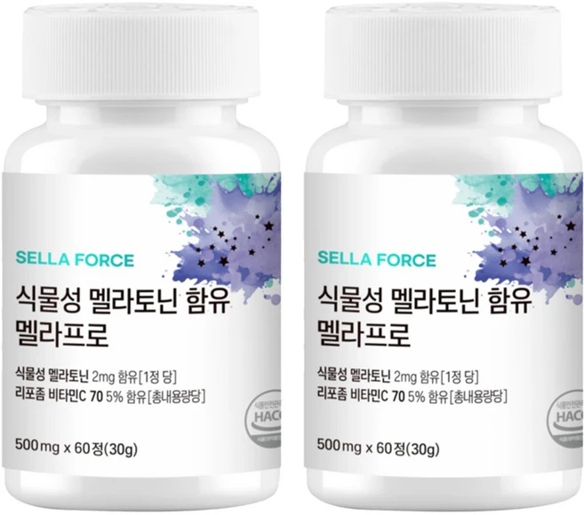 셀라포스 식물성 멜라토닌 멜라프로 리포좀비타민c 함유 30g, 2개, 60정 - 쿠팡