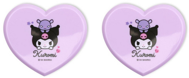 케이제이잡화점 하트 빗 + 거울 세트, 쿠로미 퍼플, 2개