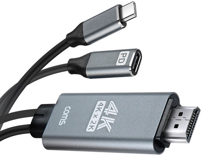 Coms 4K 30Hz UHD USB Type C to HDMI 2.0 PD高速充電轉換線 5m, 1個, FW835