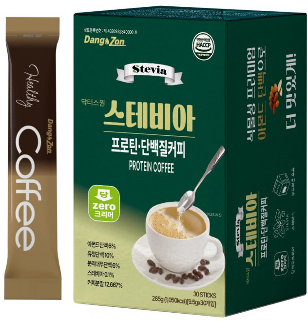 당존 닥터스원 스테비아 프로틴 단백질 커피, 9.5g, 1개, 30개입