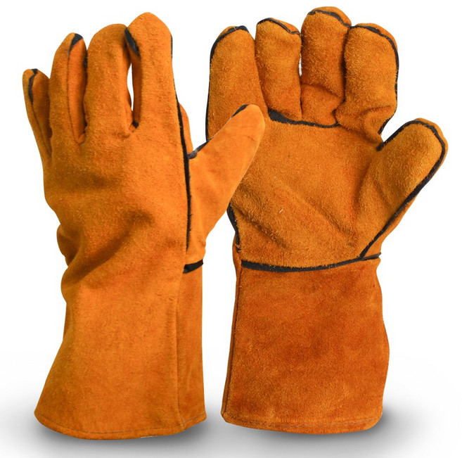 루아즈 캠핑 BBQ 방염 가죽 장갑 L, 브라운, 1세트