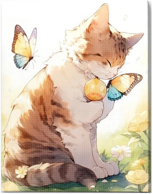 루아즈 보석십자수 DIY 키트 세트 패브릭형, 08 따사로운 치즈냥, 1세트