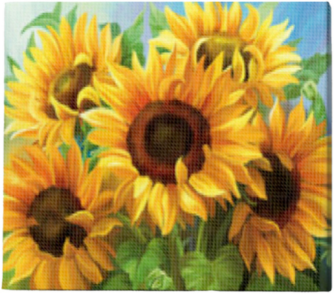 루아즈 보석십자수 DIY 키트 세트 패브릭형, 14 다섯송이 해바라기, 1세트